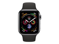 Apple Watch Series 4 (GPS + Cellular) - 44 mm - rymdsvart rostfritt stål - smart klocka med sportband - fluoroelastomer - svart - bandstorlek 140-210 mm - 16 GB - Wi-Fi, Bluetooth - 4G - 47.9 g MTX22DH/A
