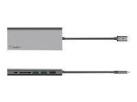 Belkin USB-C Multimedia Hub - Dockningsstation - USB-C - HDMI - GigE F4U092BTSGY