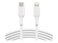 Belkin BOOST CHARGE - Lightning-kabel - USB-C (hane) till Lightning (hane) - 1 m - vit - USB-strömförsörjning (18W) - för Apple iPad/iPhone/iPod (Lightning) CAA003BT1MWH