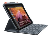 Logitech Slim Folio - Tangentbord och foliefodral - trådlös - Bluetooth LE - tysk - kolsvart - för Apple 9.7-inch iPad (5:e generation, 6:e generation) 920-009053