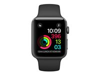 Apple Watch Series 1 - 42 mm - rymdgrå aluminium - smart klocka med sportband - fluoroelastomer - svart - bandstorlek 140-210 mm - S/M/L - Wi-Fi, Bluetooth - 30 g MP032FS/A