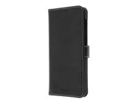 Insmat - Vikbart fodral för mobiltelefon - genuint läder, polykarbonat - svart - för Xiaomi Redmi Note 9 Pro 650-2901