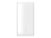 Belkin BOOST CHARGE - Strömförsörjningsbank - 10000 mAh - 18 Watt - snabbladdning/kraftleverans - 2 utdatakontakter (USB, USB-C med strömförsörjning) - vit BPB001BTWH