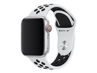 Apple 40mm Nike Sport Band - Klockrem för smart klocka - storlek S/M och M/L - ren platina/svart - för Watch (38 mm, 40 mm) MX8D2ZM/A