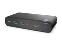 Belkin Universal Secure Dual-Head - 2:a generationen - omkopplare för tangentbord/video/mus/ljud - 4 x KVM/ljud - 1 lokal användare - skrivbordsmodell - TAA-kompatibel F1DN204KVM-UNN4