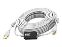 Vision Techconnect - USB-kabel - USB (hane) till USB typ B (hane) - USB 2.0 - 15 m - aktiv booster (inmatningsledning) - vit TC 15MUSB+/2