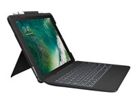 Logitech Slim Combo - Tangentbord och foliefodral - bakgrundsbelyst - Apple Smart connector - QWERTY - brittisk - svart tangentbord, svart fodral - för Apple 10.5-inch iPad Pro 920-008406
