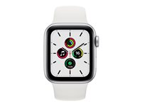 Apple Watch SE (GPS) - 40 mm - silveraluminium - smart klocka med sportband - fluoroelastomer - vit - bandstorlek 130-200 mm - S/M/L - 32 GB - Wi-Fi, Bluetooth - 30.49 g MYDM2KS/A