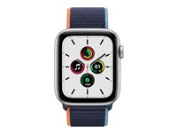 Apple Watch SE (GPS + Cellular) - 44 mm - silveraluminium - smart klocka med sportögla - vävd nylon - djup marin - bandstorlek 145-220 mm - 32 GB - Wi-Fi, Bluetooth - 4G - 36.36 g MYEW2KS/A