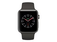 Apple Watch Edition Series 3 (GPS + Cellular) - 42 mm - grå keramik - smart klocka med sportband - fluoroelastomer - grå/svart - bandstorlek 140-210 mm - 16 GB - Wi-Fi, Bluetooth - 4G - 46.4 g MQM62FS/A