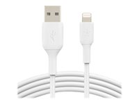 Belkin BOOST CHARGE - Lightning-kabel - Lightning (hane) till USB (hane) - 2 m - vit - för Apple 10.5-inch iPad Pro; 12.9-inch iPad Pro (2nd generation); iPhone 11, 11 Pro, 11 Pro Max, 8, XR, XS, XS Max CAA001BT2MWH