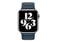 Apple 40mm Leather Link - Klockrem för smart klocka - storlek S/M - baltisk blå - för Watch (38 mm, 40 mm) MY982ZM/A