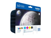Brother LC1000 Value Pack - 4-pack - svart, gul, cyan, magenta - original - bläckpatron - för Brother DCP-330, 350, 353, 560, 750, 770, MFC-3360, 465, 5460, 5860, 660, 680, 845, 885 LC1000VALBPDR