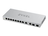 Zyxel XGS1210-12 - Switch - Administrerad - 8 x 10/100/1000 + 2 x 100/1000/2.5G + 2 x 1 gigabit/10 gigabit SFP+ (upplänk) - skrivbordsmodell, väggmonterbar XGS1210-12-ZZ0101F