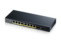 Zyxel GS1100-10HP - Switch - ohanterad - 8 x 10/100/1000 (PoE+) + 2 x Gigabit SFP - skrivbordsmodell, väggmonterbar - PoE+ (130 W) GS1100-10HP-EU0102F