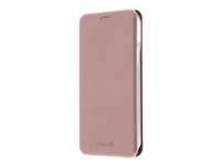 Insmat Exclusive Folio - Vikbart fodral för mobiltelefon - papper, polyuretan, kartong, aluminiumfolie, termoplastisk polyuretan (TPU) - rosenrosa - för Apple iPhone 12, 12 Pro 650-2918