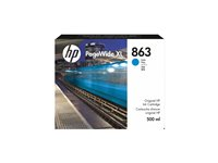 HP 863 - 500 ml - cyan - original - PageWide XL - bläckpatron - för PageWide XL 3920 F9K40A