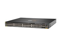 HPE Aruba 6300M - Switch - L3 - Administrerad - 48 x 10/100/1000 (PoE+) + 4 x 1 Gb/10 Gb/25 Gb/50 Gb SFP56 (upplänk/stapling) - framsidan och sida till baksidan - rackmonterbar - PoE+ (1440 W) JL661A