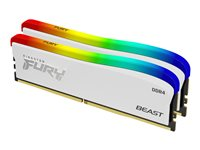 Kingston FURY Beast - RGB Special Edition - DDR4 - sats - 32 GB: 2 x 16 GB - DIMM 288-pin - 3600 MT/s / PC4-28800 - CL18 - 1.35 V - ej buffrad - icke ECC - vit KF436C18BWAK2/32