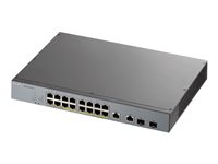 Zyxel GS1350-18HP - Switch - smart - 16 x 10/100/1000 (PoE+) + 2 x kombination Gigabit Ethernet/Gigabit SFP - skrivbordsmodell - PoE+ (250 W) GS1350-18HP-EU0101F