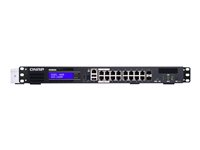QNAP QGD-1600P - Switch - smart - 4 x 10/100/1000 (PoE++) + 10 x 10/100/1000 (PoE+) + 2 x kombinations-Gigabit SFP (PoE+) - rackmonterbar - PoE++ (370 W) QGD-1600P-8G