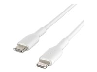 Belkin BoostCharge - Lightning-kabel - 24 pin USB-C hane till Lightning hane - 1 m - vit - USB-strömförsörjning (18W) CAA003BT1MWH