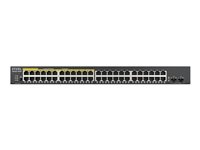 Zyxel GS1900 Series GS1900-48HPv2 - Switch - smart - 48 x 10/100/1000 (24 PoE+) + 2 x gigabit SFP (upplänk) - rackmonterbar, skrivbordsmodell - PoE+ (170 W) GS190048HPV2-EU0101F