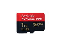 SanDisk Extreme Pro - Flash-minneskort (microSDXC till SD-adapter inkluderad) - 1 TB - A2 / Video Class V30 / UHS-I U3 / Class10 - mikroSDXC UHS-I SDSQXCD-1T00-GN6MA