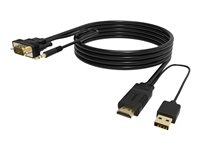 VISION Techconnect - Kabel för video / ljud - HDMI, USB (endast ström) hane till HD-15 (VGA), mini-phone stereo 3.5 mm hane - 2 m - svart - USB-ström TC 2MHDMIVGA/BL