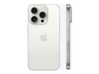 Apple iPhone 15 Pro - 5G smartphone - dual-SIM / Internminne 256 GB - OLED-skärm - 6.1" - 2556 x 1179 pixlar (120 Hz) - 3 st. bakre kameror 48 MP, 12 MP, 12 MP - front camera 12 MP - vitt titan MTV43QN/A