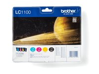 Brother LC1100 Value Pack - 4-pack - svart, gul, cyan, magenta - original - blister - bläckpatron - för Brother DCP-185, 385, 395, J715, MFC-490, 5490, 5890, 5895, 6890, 790, 795, 990, J615 LC1100VALBP