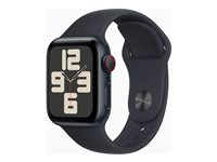 Apple Watch SE (GPS + Cellular) - 2a generation - 40 mm - midnatt - smart klocka med sportband - fluoroelastomer - midnatt - bandstorlek: M/L - 32 GB - Wi-Fi, Bluetooth, LTE - 4G - 27.8 g MRGA3KS/A