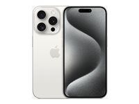 Apple iPhone 15 Pro - 5G smartphone - dual-SIM / Internminne 128 GB - OLED-skärm - 6.1" - 2556 x 1179 pixlar (120 Hz) - 3 st. bakre kameror 48 MP, 12 MP, 12 MP - front camera 12 MP - vitt titan MTUW3QN/A