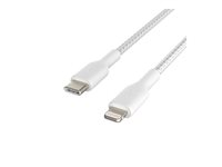 Belkin BoostCharge - Lightning-kabel - 24 pin USB-C hane till Lightning hane - 2 m - vit - USB-strömförsörjning (18W) CAA004BT2MWH