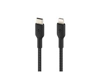 Belkin BoostCharge - Lightning-kabel - 24 pin USB-C hane till Lightning hane - 2 m - svart - USB-strömförsörjning (18W) CAA004BT2MBK