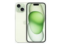 Apple iPhone 15 - 5G smartphone - dual-SIM / Internminne 128 GB - OLED-skärm - 6.1" - 2556 x 1179 pixlar - 2 bakre kameror 48 MP, 12 MP - front camera 12 MP - grön MTP53QN/A